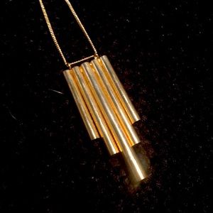 Long brass/ gold tone necklace